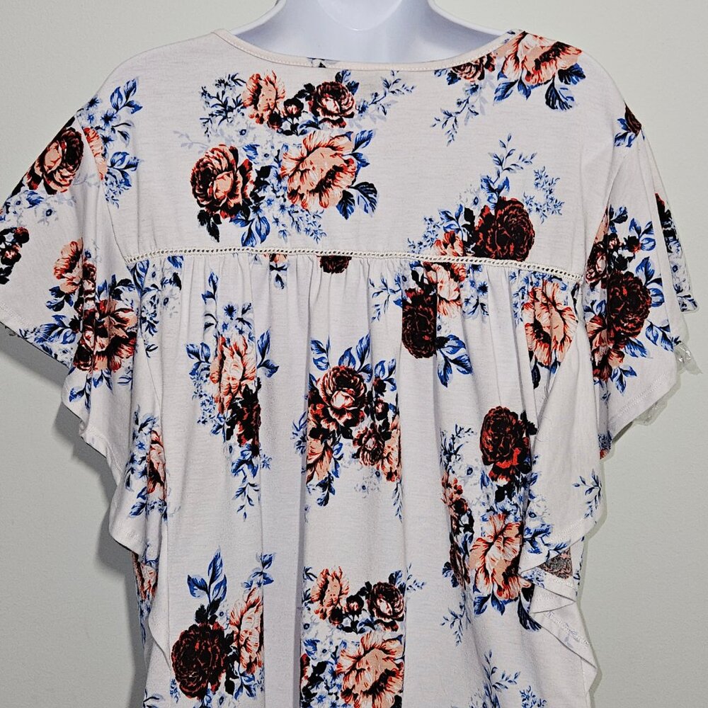 Zac & Rachel Womens Floral Printed Blouse Size 2X - Picture 3 of 9